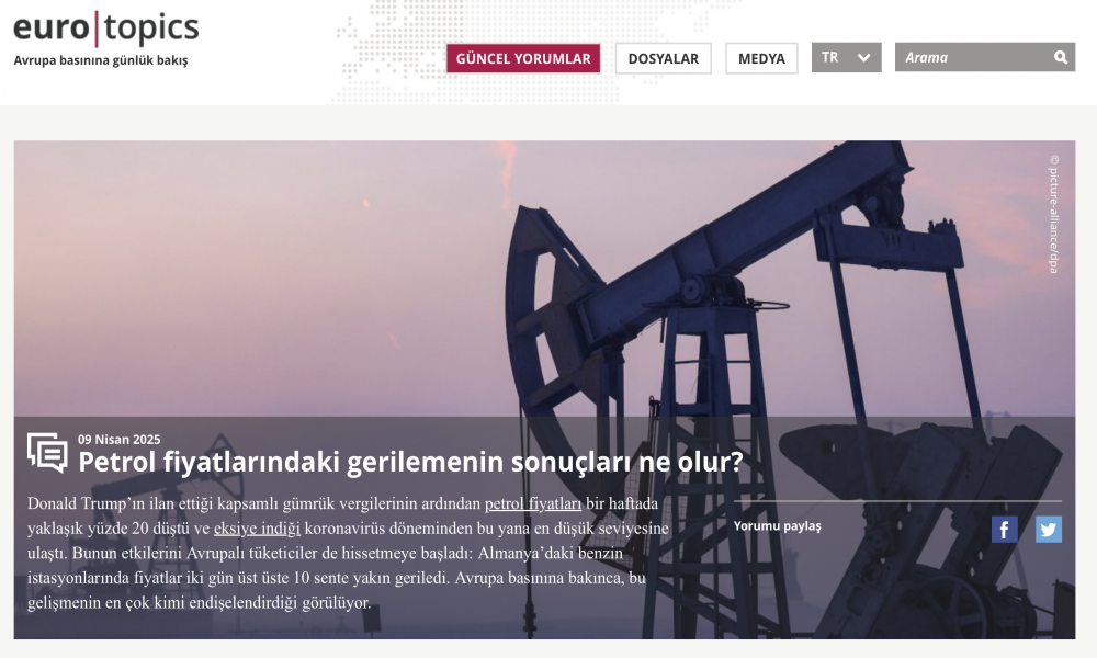 EuroTopics: Petrol fiyatlarındaki gerilemenin sonuçları ne olur?